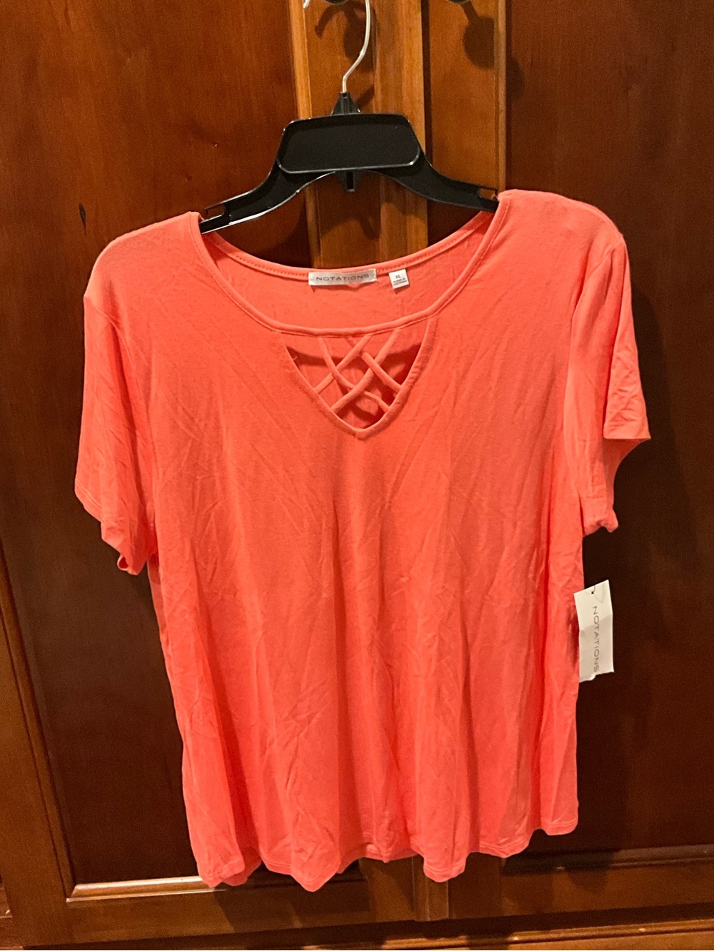 NWT Notations Women’s Crisscross V-Neck Short Sleeve TopSize Xlarge